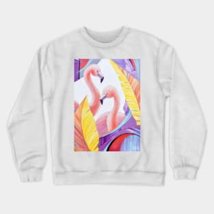 Flamingos in Love. Floral Mood Edit Crewneck Sweatshirt